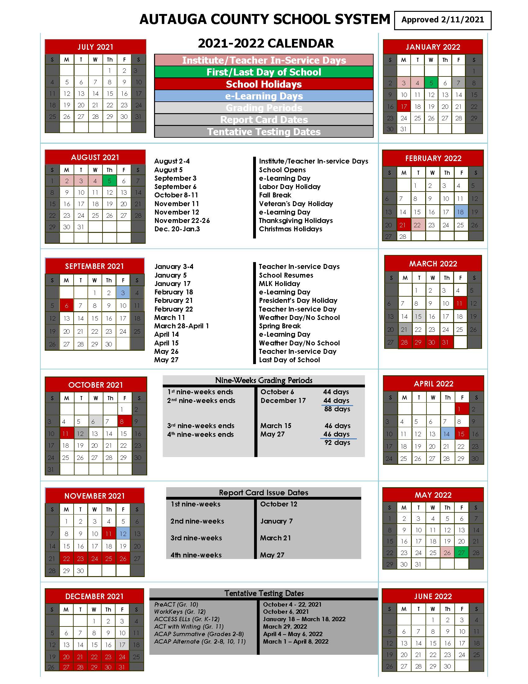 2021-22 School Calendar